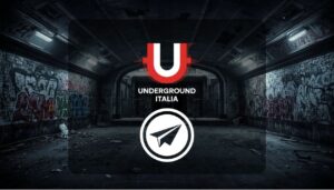 Logo Underground Italia con icona Telegram, copertina del canale ufficiale del magazine