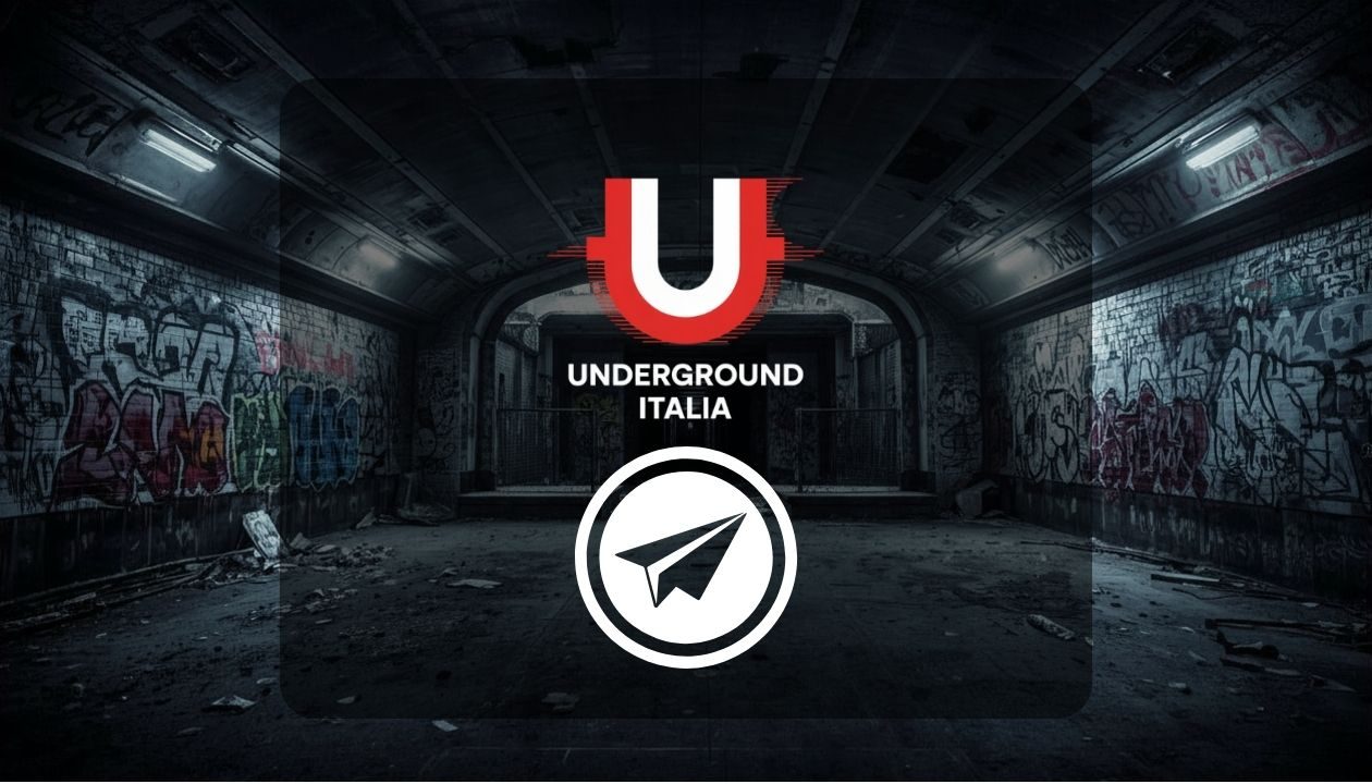 Logo Underground Italia con icona Telegram, copertina del canale ufficiale del magazine