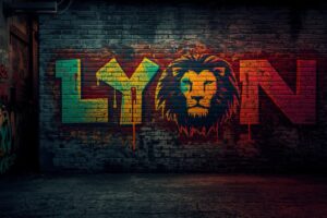 Skyline di Lione con elementi street art a tema Hip Hop francese