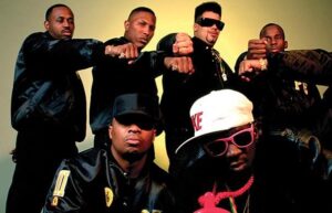 Foto promozionale dei Public Enemy, il gruppo Hip Hop fondato nel 1985 a Long Island