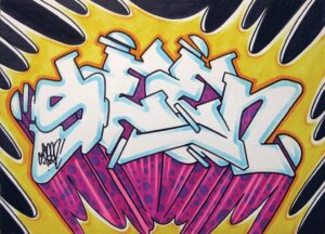Seen UA, dettaglio lettering graffiti Blast, Bronx anni '80