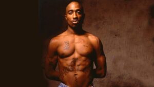 Tupac Shakur 2Pac in posa, foto promozionale anni '90, Hip Hop USA