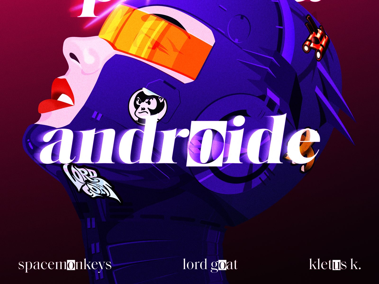 Copertina del singolo Puttana Androide degli SpaceMonkeys con Lord Goat e Kletus.K