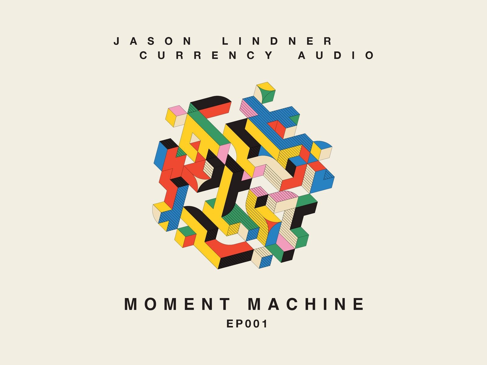 Jason Lindner Currency Audio Moment Machine Copertina Ep001 2026 Copertina di Moment Machine EP001 di Jason Lindner e Currency Audio, grafica isometrica colorata su fondo crema