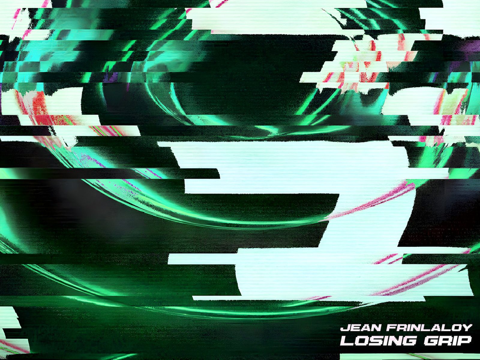 Copertina di "Losing Grip" di Jean Frinlaloy: grafica glitch verde e bianca con il logo Glitch Hop Community