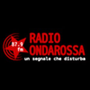 Logo di Radio Onda Rossa, 87.9 FM, con la stella rossa e lo slogan Un segnale che disturba
